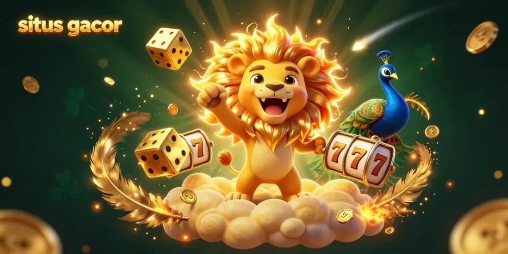 Experience the thrill of situs gacor with a vibrant 3D casino scene featuring playful characters and dynamic gaming elements.